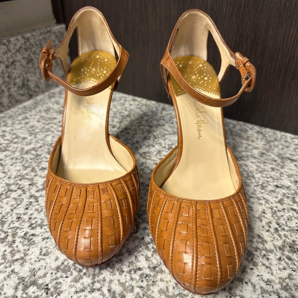 Cole Haan Nike Air Tan Leather Sling Back Pumps 8B